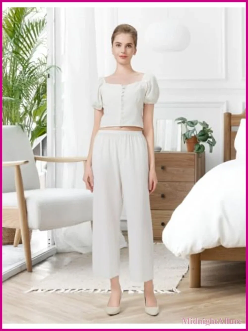 Women Cotton Half Slip Pettipants Under Dress Lace Trim Victorian Pajama Pants